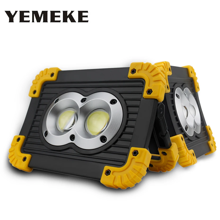 

COB Work Light Rechargeable With 18650 Battery OR 3*AAA Battery 5V 20W Led Flood Light Portable Spotlight Outdoor Camping Light