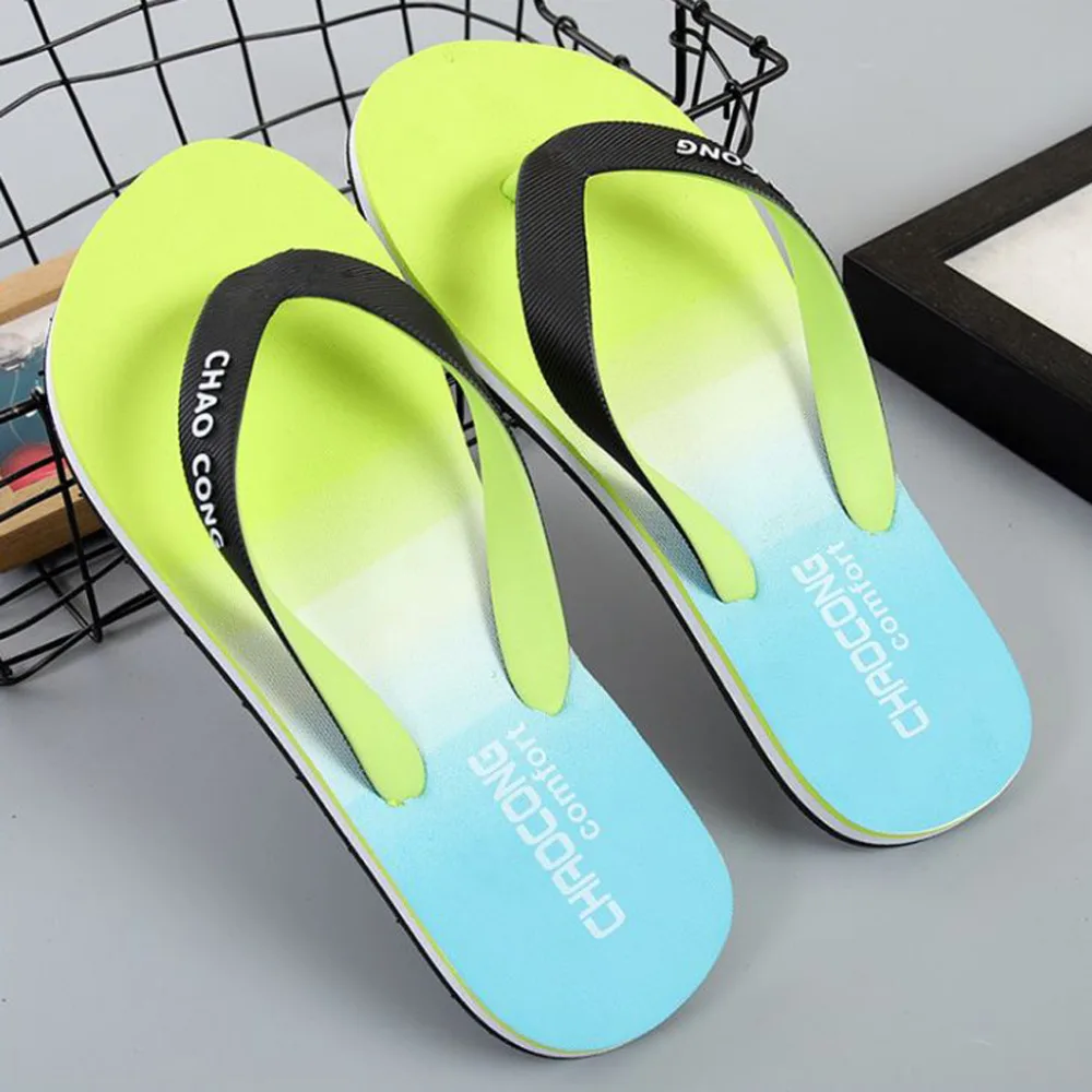 

Men Flip Flops EVA Gradient Color Prints Shower Sandal Casual Slippers Summer Beach