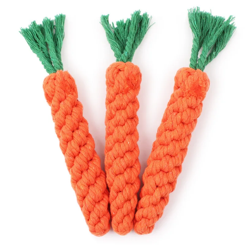 

3 pcs Carrot Shaped Knot Ropes Pet Dog Toys Chew Cat Toy Safe Toys for Small Dogs Molar Biting Playing Products Dog Accessories