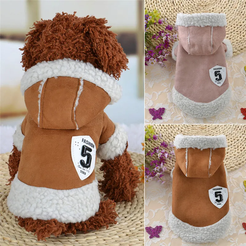 Fashion Autumn Winter Warm Dog Coat Suede Fabric Puppy Jacket Outfit