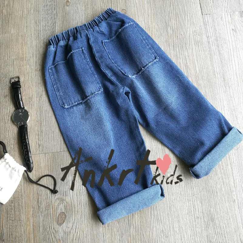 ANKRT Children Kids Wide Leg Pants Baby Girl Broad Jeans Infant Kids Casual Trousers Fashion Big