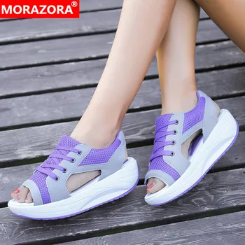 

MORAZORA 2020 hot summer shoes women sandals mesh Breathable casual shoes ladies sneakers summer wedges sandals platform shoes