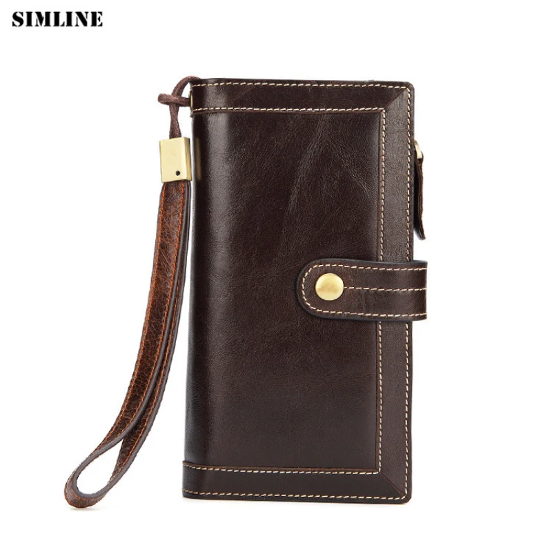 Genuine Leather Clutch Wallet Rfid Blocking Men Women Long Large Capacity Wallets Purse Handy ...