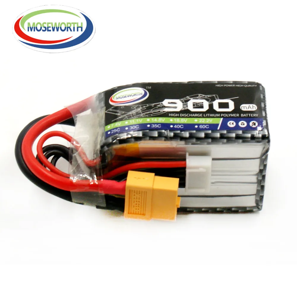 

MOSEWORTH 4S RC Drone LiPo Battery 14.8V 900mah 30C for Airplane Helicopter Tank Car Boat Li-ion Cell