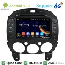 Quad Core 8″ 1024*600 2Din Android 5.1.1 Car DVD Player Radio Stereo Screen BT FM DAB+ 3G/4G WIFI GPS Map For Mazda 2 2010-2012
