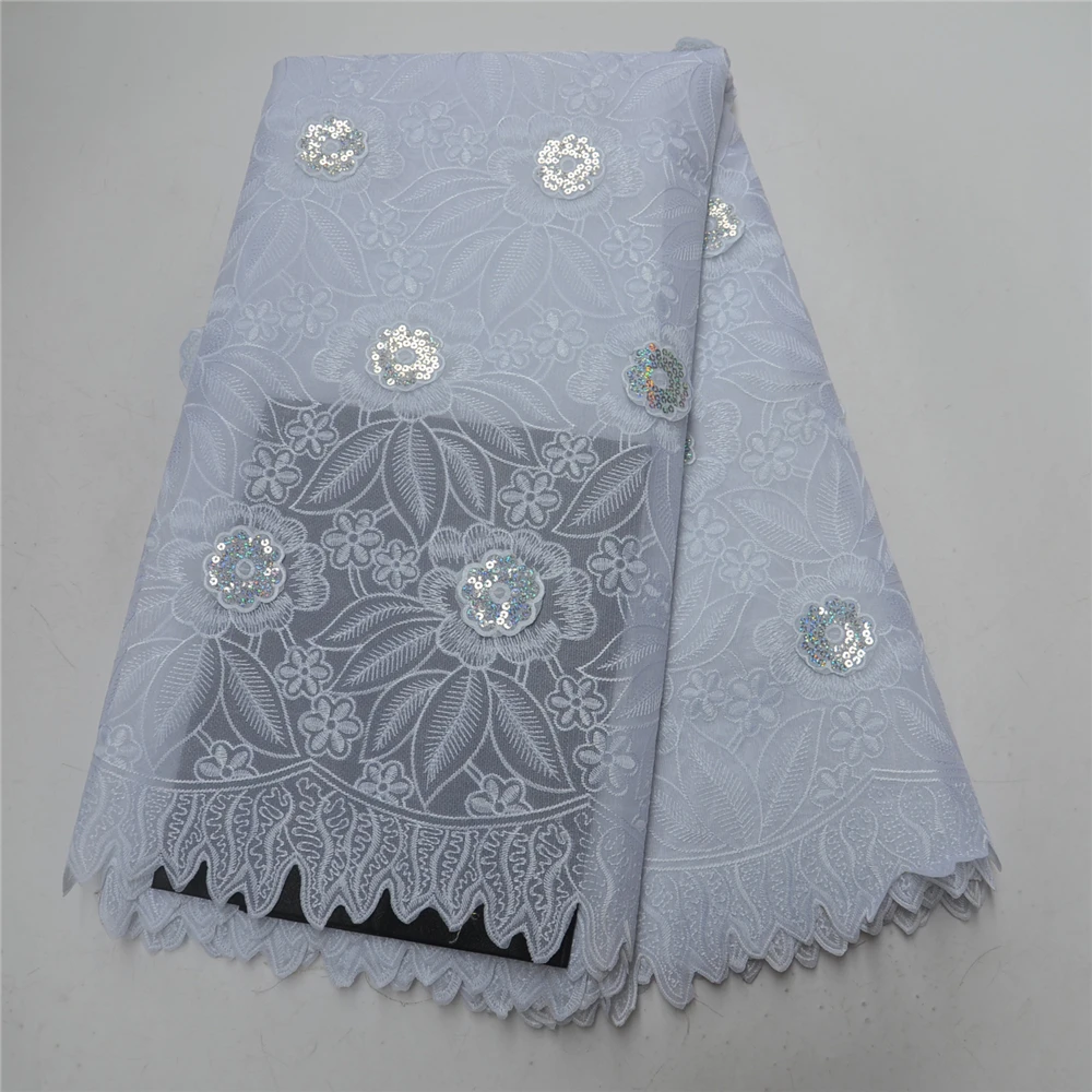 

White African Swiss Voile Lace Fabric 2018 high quality Nigerian Sequin Lace Fabric Swiss Voile Lace In Switzerland X103