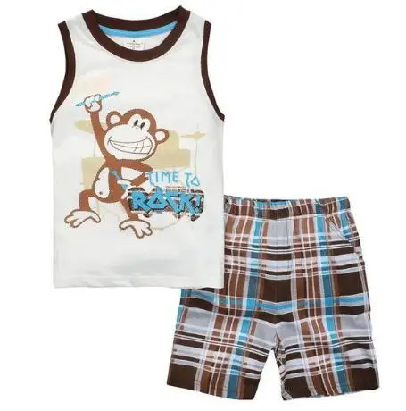 

Summer Baby Boy Clothing Set vest + Shorts Kid Boy Sets Children Monkey patter Boys Clothes Set Sleeveless pajamas 2-7y YW132