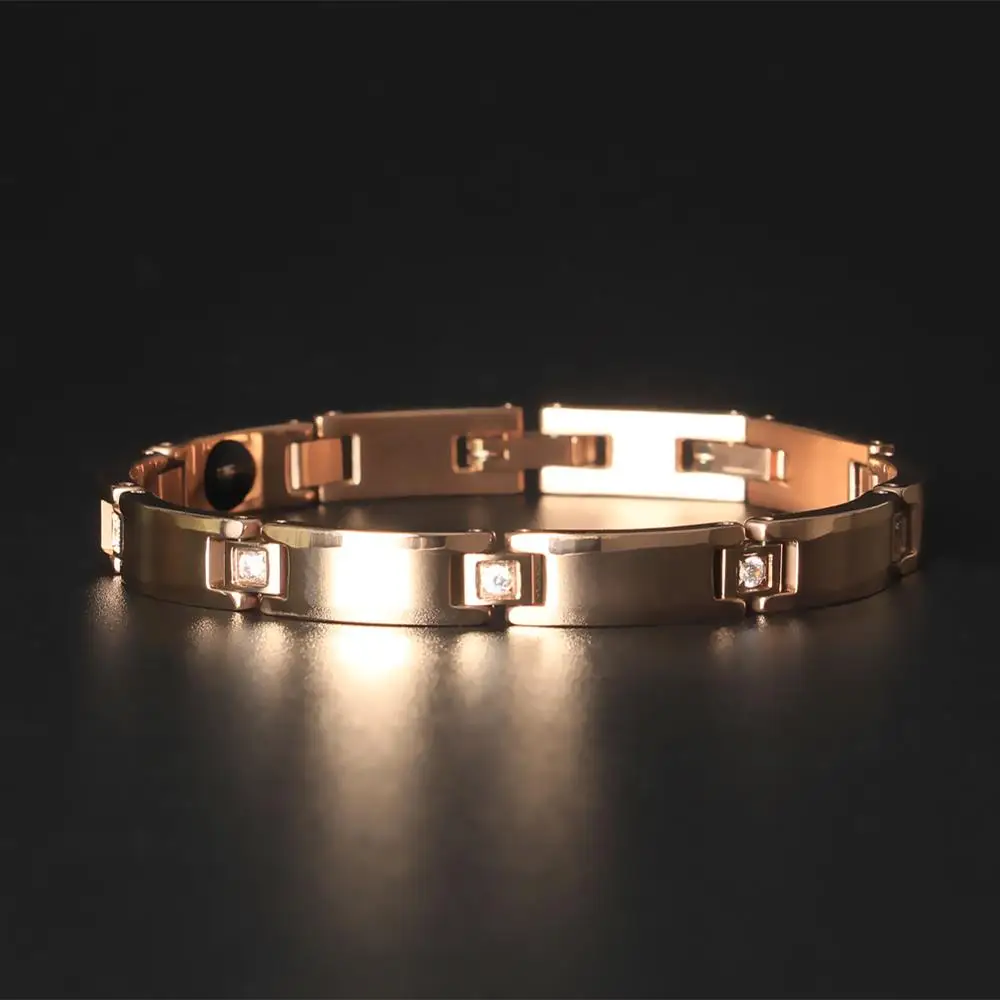 6 мм розовое золото Вольфрамовая сталь с здоровым магнитотерапевтическим камнем браслеты для женщин Роскошные Блестящие CZ ювелирные изделия аксессуары браслет