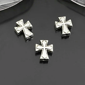 

(26984)50PCS 13x11MM Antique Style Zinc Alloy Cross Spacer Beads Bracelet Beads Jewelry Findings Accessories