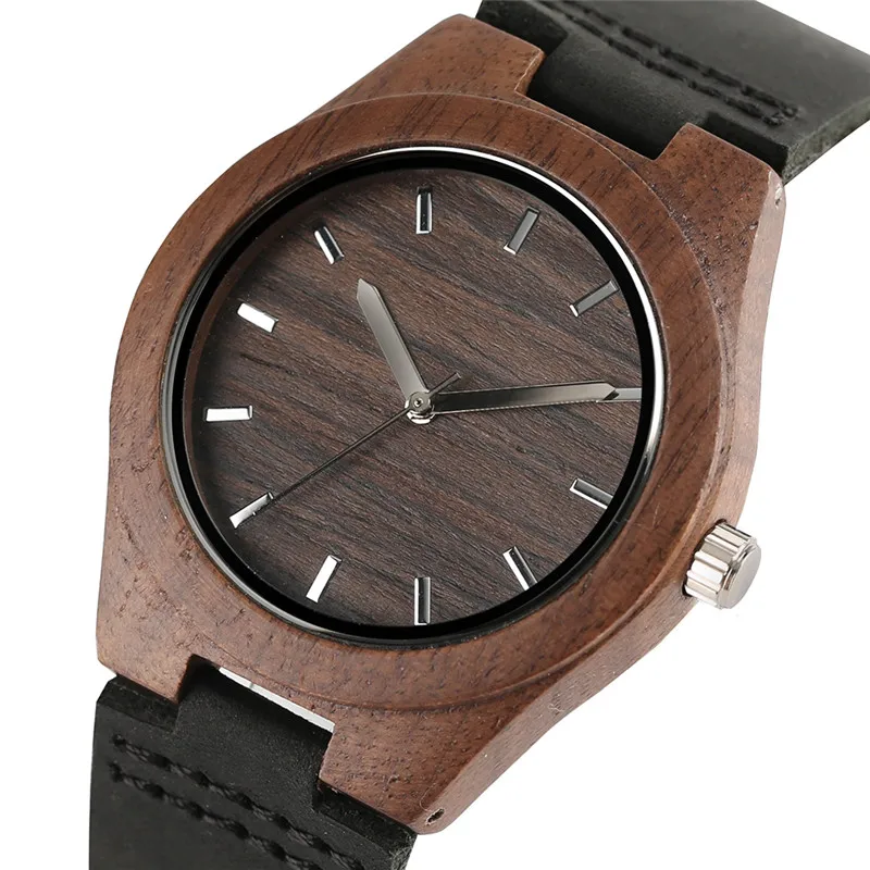 

Coffee Color Wooden Case Women Watches Genuine Leather Band Nature Wood Casual Ladies Watch Bangle Fashion Analog Clock Gift