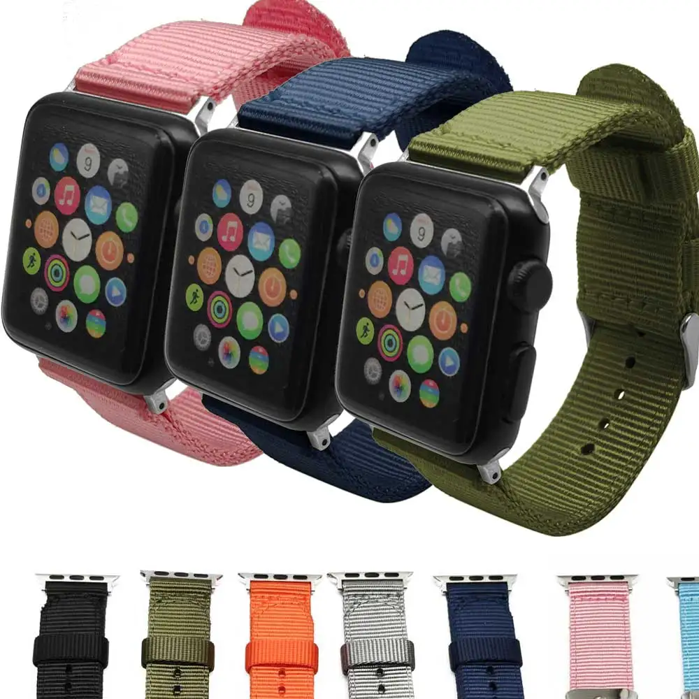 

Nylon sport loop strap For Apple Watch band 42mm 38mm iWatch 3/2/1 bracelet hook-and-loop wrist watchband accessories