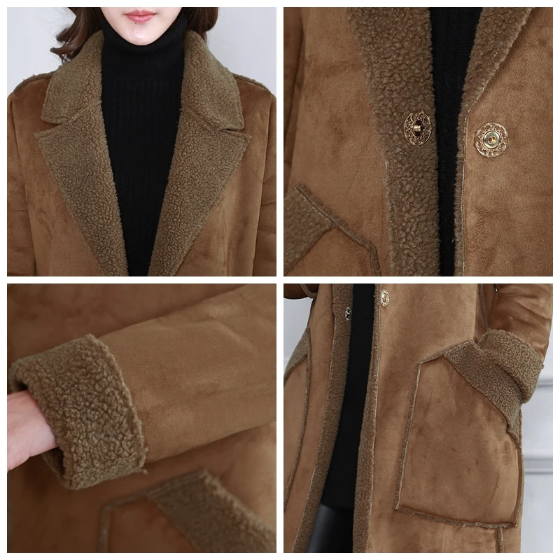 2017 Women Suede Leather Coats Winter Autumn Long Jacket Faux Sheepskin Outerwear Female Overcoat Trench coats Windbreaker Y1426 2017 Women Suede Leather Coats Winter Autumn Long Jacket Faux Sheepskin Outerwear Female Overcoat Trench coats Windbreaker Y1426