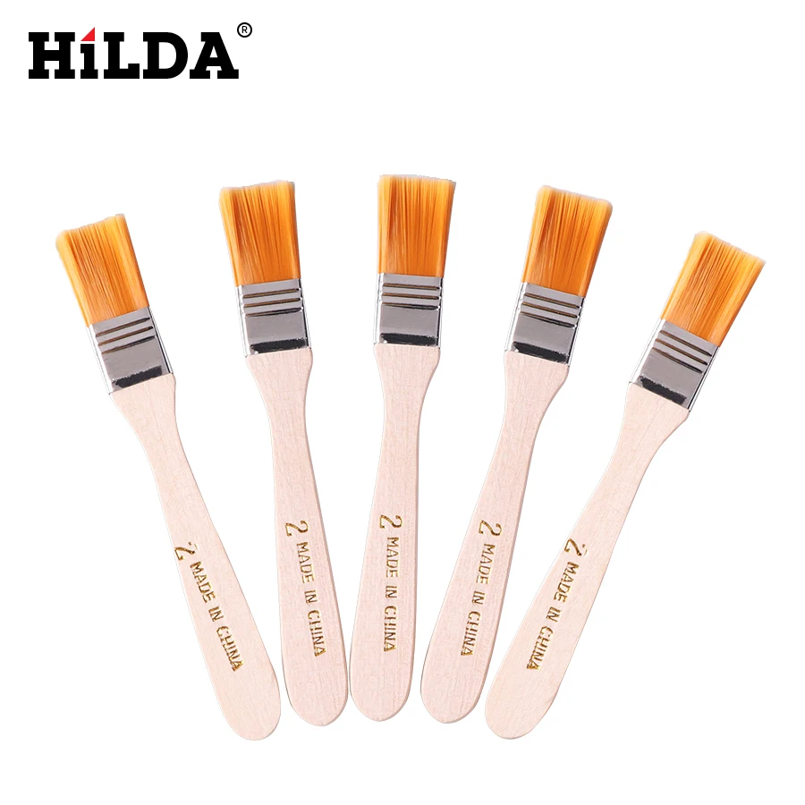 

HILDA Long Wood Handle Nylon Scrubbing Paintbrush Professionals Hand Tools 5 pcs
