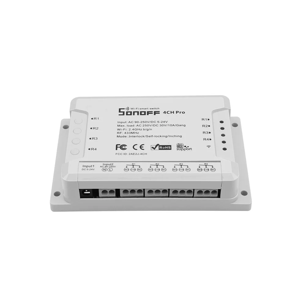 1-5 шт Sonoff 4CH pro R2 10A 4-канальный Wifi смарт-коммутатор 433 МГц RF Дистанционное Wifi освещение переключатель поддерживает 4 устройства работа с Alexa