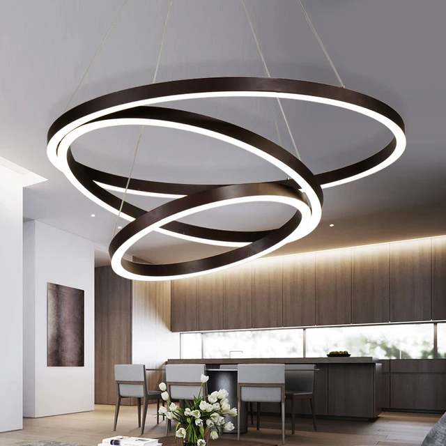 NEO Barlume Oro/Caffè Nero In Alluminio Moderna Led Lampadario Per ... NEO Barlume Oro/Caffè Nero In Alluminio Moderna Led Lampadario Per ...