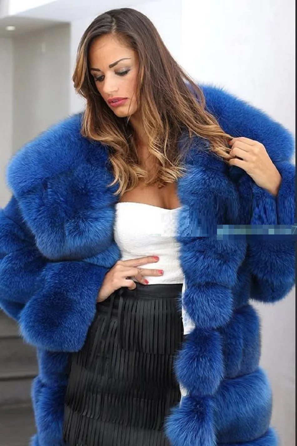 Меховая куртка, новинка, импортная имитация норки, лисы, лисы, шуба, пальто, синяя полоска Креста, великолепное изобилие, новое меховое пальто для женщин