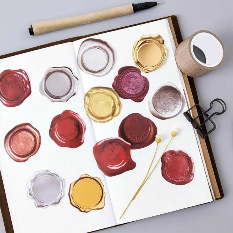 

VODOOL 45pcs/set Wax Seal Decorative Stickers DIY Diary Scrapbooking Album Stationery Stickers Sticky Stamps School Supplies