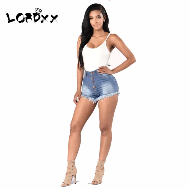 Buy Lordxx Short Jeans Women Paillette Black Ripped