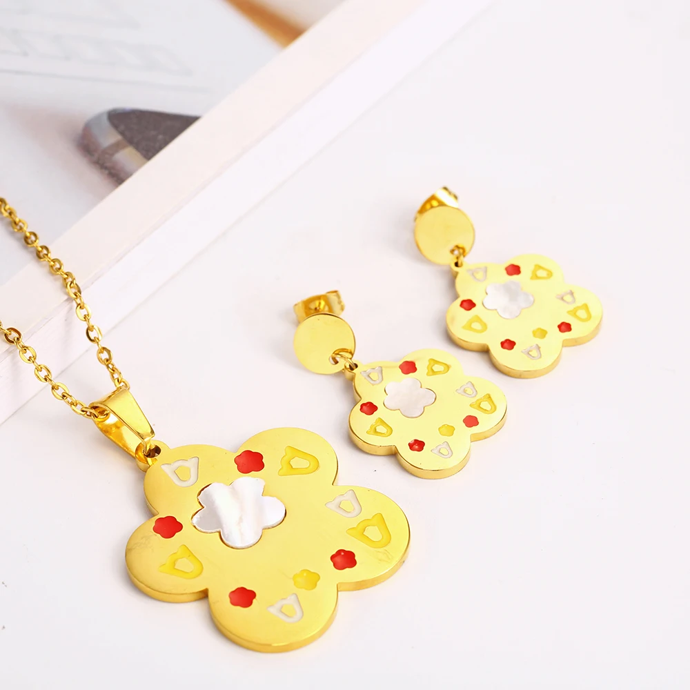 

OUFEI Stainless Steel Jewelry Woman Set Jewelry Accessories Shell Necklace Earrings Set Bohemian Woman Vogue 2019 Unusual Goods