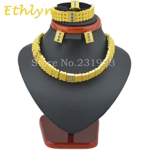 Ethlyn mujeres Etíopes set joyería gargantillas collar anillo pendiente de la pulsera fija 24 k Oro verdadero Plateado Eritrea Habesha Africa Mujeres