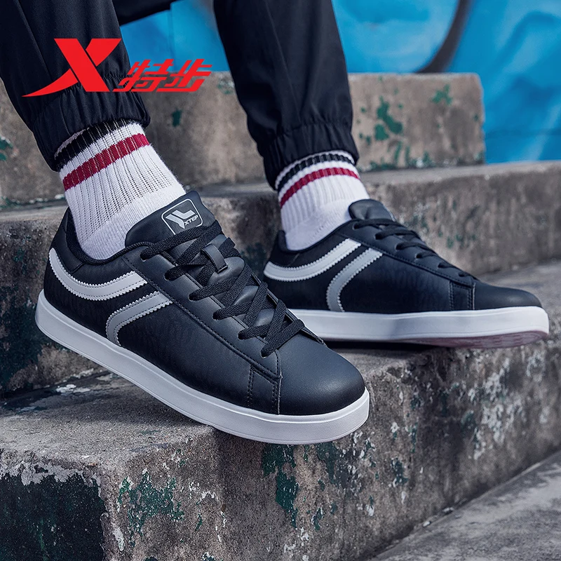 XTEP Original Brand Men Skateboarding Shoes Classic Shell Head Lace Up Men's Sport Skateboarding Shoes White Black 983119315553