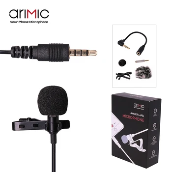 

Ulanzi Arimic Lapel Lavalier Microphone Clip-on Hands-free 3.5mm Jack Condenser Mic for iPhone 7 7 Plus 6 for interview Lectures