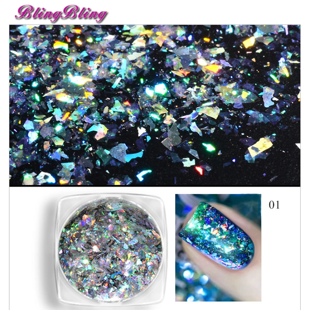 BlingBling новая Аврора Хамелеон Flake Nail Блеск радуги лазерной блестки для ногтей Art