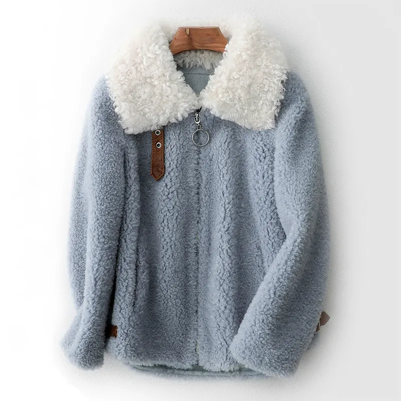 

Real Fur Coat Wool Jacket Autumn Winter Coat Women Clothes 2019 Korean Vintage Women Tops Suede Lining Abrigo Mujer YST896195