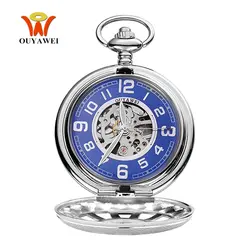 Reloj Masculino модные роскошные OYW механический ручной взвод карманные часы для мужчин кулон часы Полный сталь чехол карманные Fob часы Relogio