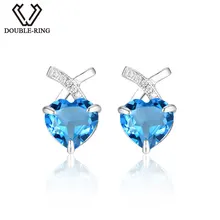 DOUBLE-R серёжки для девочек 925 стерлинговое серебро серёжки для девочек мистик топаз серьги серебро 925 с камнями Серьги для женщин бижутерия-серьги серьги-гвоздики бижутерия серьги сердце