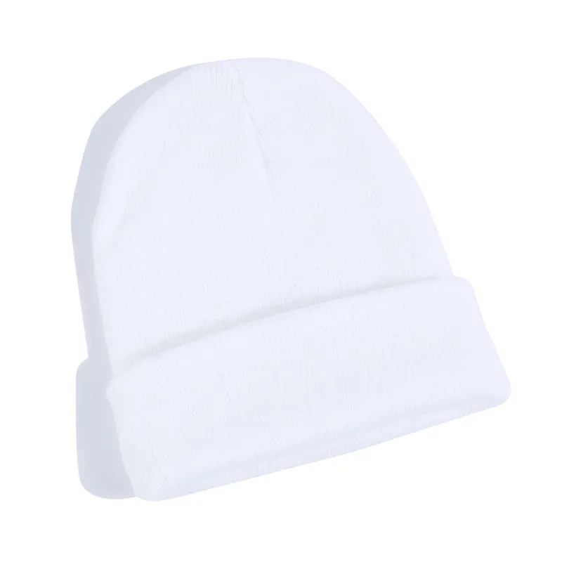23 многоцветный высокое качество Шапки хлопок вязаная шапка шляпа Кепки для Для мужчин Для женщин зимние теплые манжеты Обычная лыж длинные детская шапочка - Цвет: White