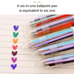Милый мультфильм многоцветные 6 цветов Канцтовары, шариковая ручка цвет масляная ручка выдвижной для школьные и офисные принадлежности