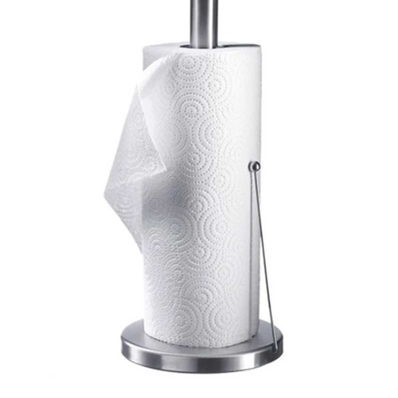 Нержавеющая сталь вертикальный держатель для кухонных бумажных полотенец, держатель для кухонной ванной бумаги-серебро