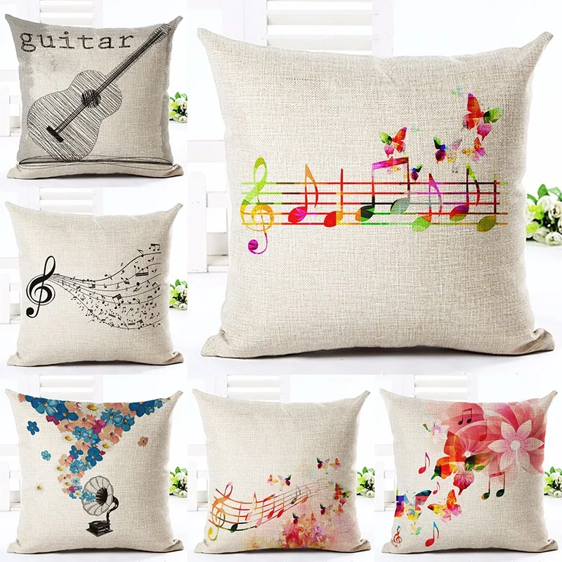 New Linen Cotton Cushion Merry Christmas Floral Music Note Printed Pillow Home Decorative Couch Custom Pillowcase New Linen Cotton Cushion Merry Christmas Floral Music Note Printed Pillow Home Decorative Couch Custom Pillowcase