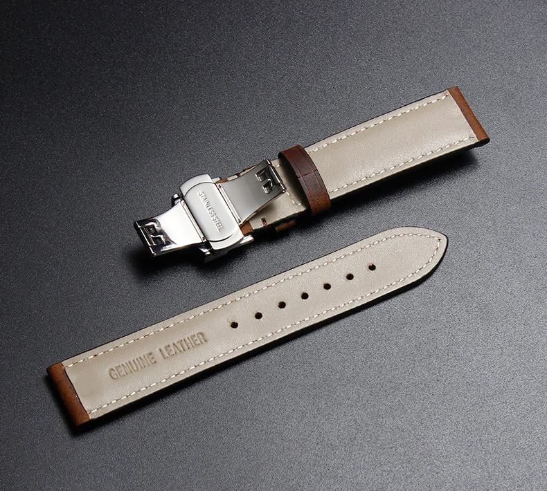 Handmade Watch Accessories Vintage Genuine Crazy Horse Leather 19MM 20MM 21MM 22MM 23MM Brown Watchband Watch Strap
