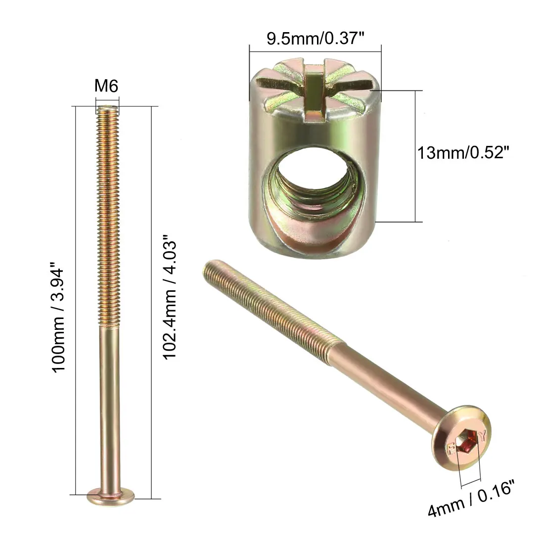 Nut Set, Phillips-Slotted, Variedade Kit, M6x80, M6x90, M6x100, M6x120, 10 Conjuntos