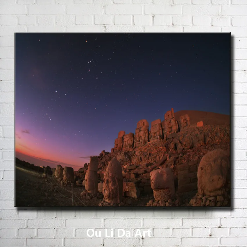 Goede Blue sky star stone standbeelden landschap canvas drukken olieverf gedrukt op canvas thuis muur decoratie pictures