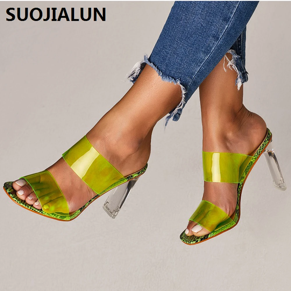 

2019 Serpentine Transparent Sandals Open Toes High Heel Crystal Women's Shoes PVC Transparent High Heels 11cm Shoes