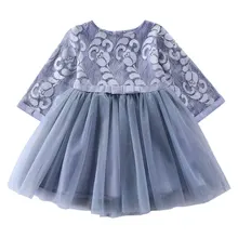 Зимнее платье для девочек, новая весенняя детская одежда в сеточку с бантом для маленьких девочек, нарядные платья принцессы, Детский костюм для 2, 4, 5, 6, 7, 8, 9, 10 лет