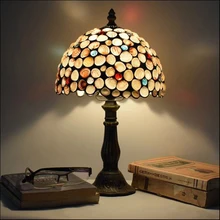 WOERFU настольная лампа Тиффани 30 см Shell абажур ручной работы декоративные светодиодные лампы 110V 220V прикроватная затемнения LED Настольная лампа лампы
