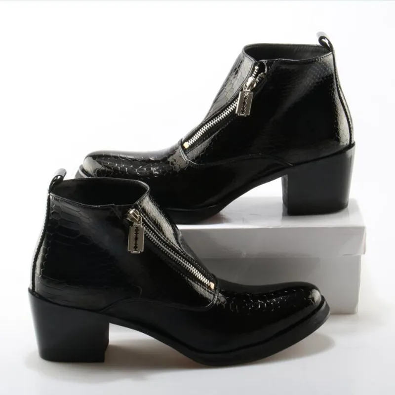 Zobairou модные черные квадратный носок Для мужчин S Обувь ботильоны на высоком каблуке слипоны Мужские модельные туфли Высокое качество Botas masculina продаж