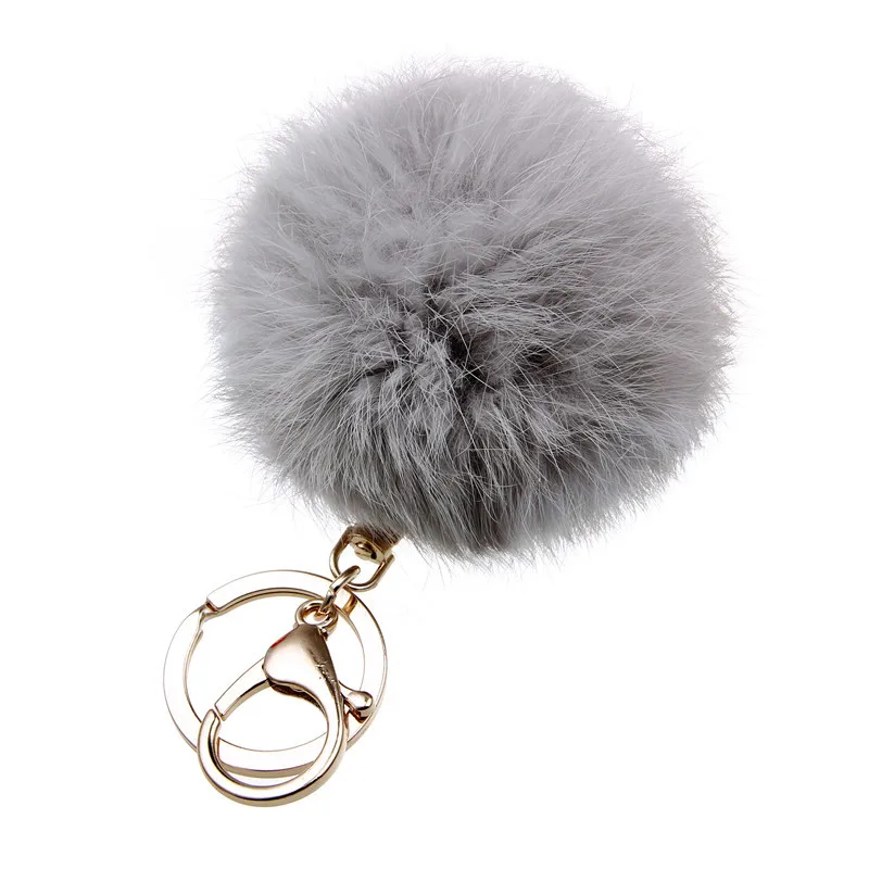 Fashion fur key chain Grey colors for lovers 8 CM rabbit fur ball