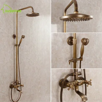 

Classic Bronze Shower Set Brass Water Saving Bathroom Shower Head Rain basin faucet Bathroom Shower Faucet Set