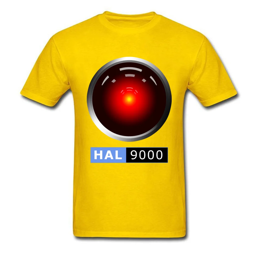  Men Top T-shirts HAL 9000 Design Tops Shirts 100% Cotton Round Neck Short Sleeve Printing Tee Shirts Fall Wholesale HAL 9000 yellow