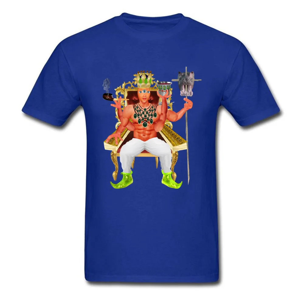 Popular Psychedelic Third Eye King T Shirts Round Collar Cotton Fabric Men's Tops Shirts Short Sleeve Summer Fall Clothing Shirt Psychedelic Third Eye King blue