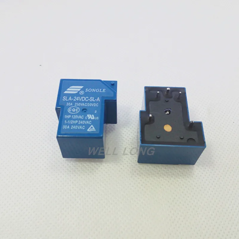 

100pcs T90 Coil Relay 24VDC 30A 250VAC 5 pin Normally open SLA-24VDC-SL-A PCB Type.