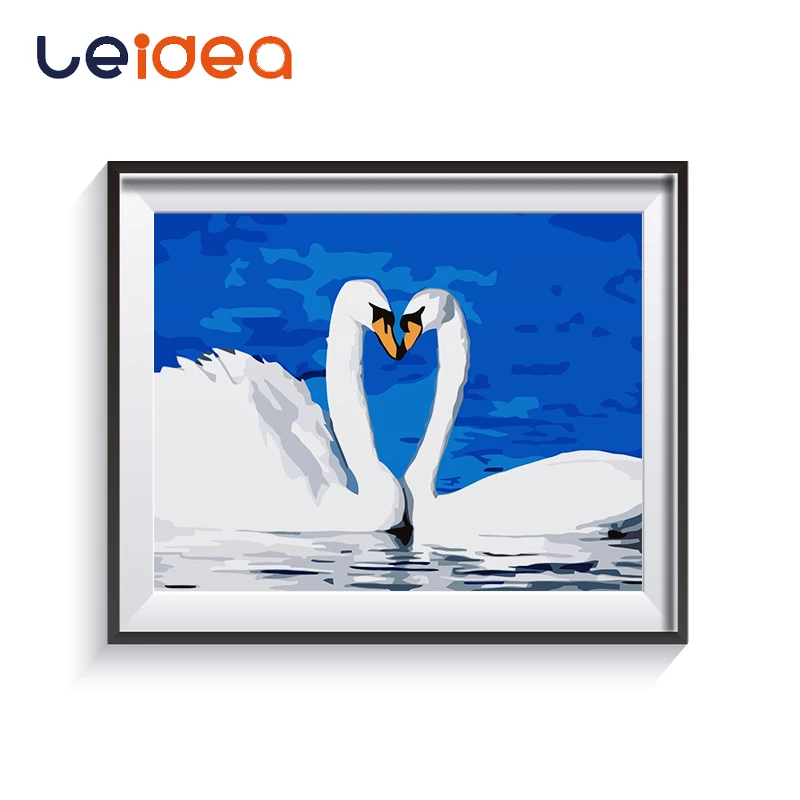 

Oil Painting Cartoon Animal Swan Love Romance Decorative Pictures Hand Painted Canvas Painting By Numbers Children's Gift