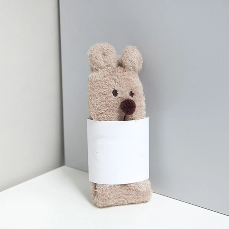 Home Women Girls Warm Soft Bed Floor Socks Cute Animals Rabbit / Bear / Elk Thicken Velvet Socks for Winter Indoor Female Sokken