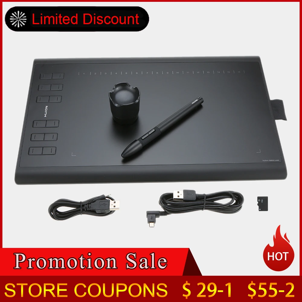 

HUION New 1060Plus 1060 Plus 8192 Levels Digital Tablet Graphic Tablets Drawing Board Signature Pen with Film Digital Painting