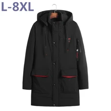 Плюс размер 8XL 6XL 5XL высокое качество Теплая мужская зимняя куртка ветрозащитная Повседневная Верхняя одежда толстое пальто средней длинны Мужская парка